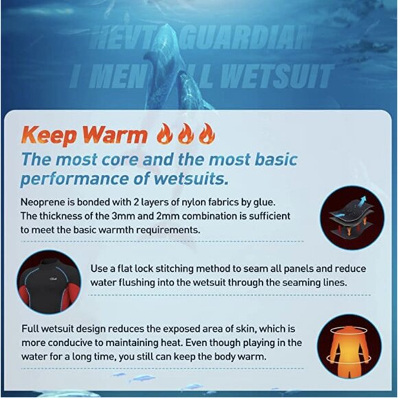 NWT! HEVTO GUARDIAN WARRIOR‎ WETSUIT 3mm Neoprene Diving Scuba CLY001 | Large - Picture 5 of 9
